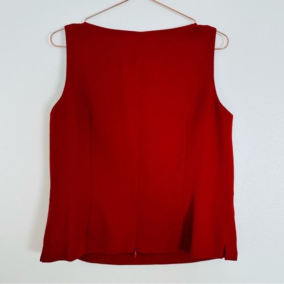 Vintage Travis Ayers Holiday Red Sleeveless Floral Embroidered Blouse Top - Picture 11 of 12